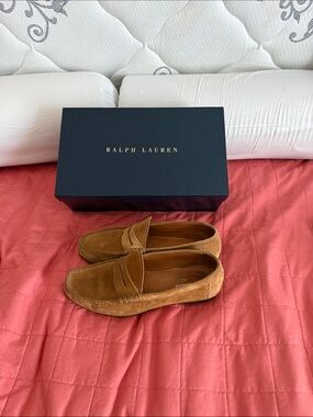 Ralph Lauren Cognac Suede Penny Loafers